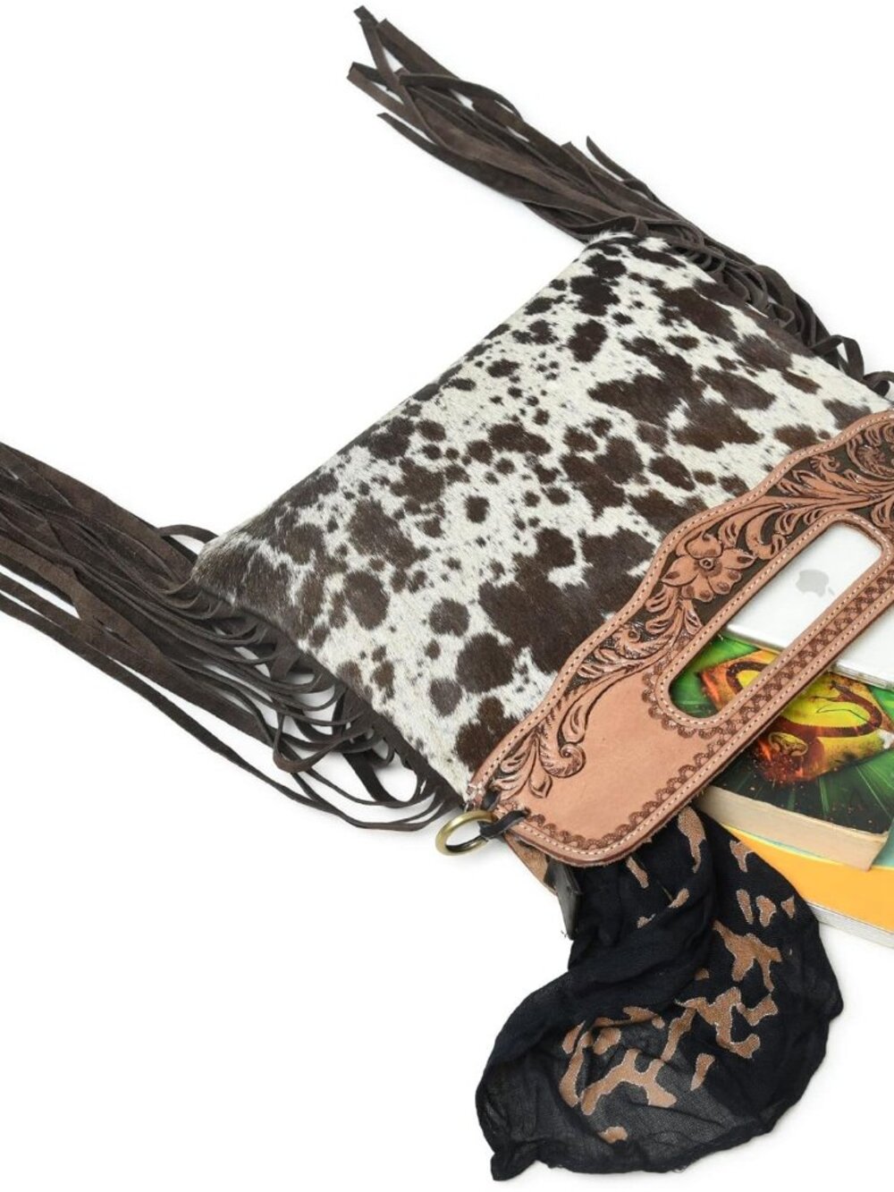 Western Suede Fringe Brown Leather Crossbody Bag Hobo Shoulder Sling Bags for Wo - Picture 5 of 8
